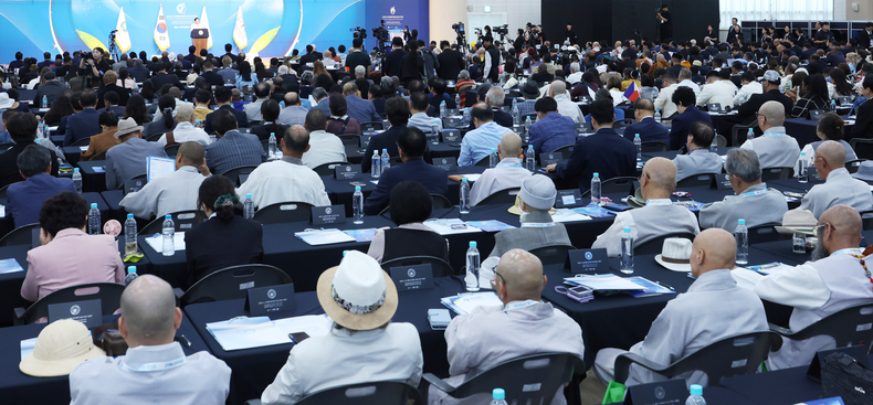 18일 대한민국 청주에서 ‘HWPL 9·18 평화 만국회의 제11주년 기념식’이 열리고 있는 모습
