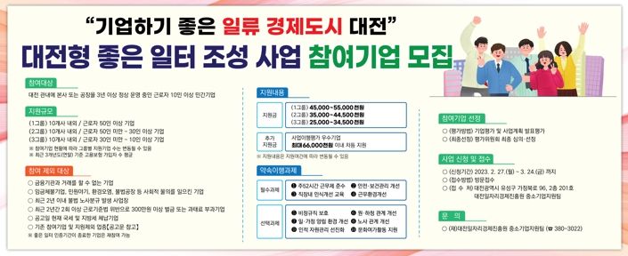 대전시,‘2023년 좋은일터 조성사업’참여기업 모집