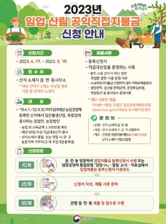 2023년 임업직불금 신청안내 포스터