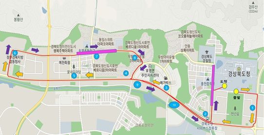 도청 신도시 내(안동 풍천면 ~ 예천 호명면)