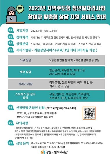 지역주도형 청년일자리사업, 맞춤형 상담 지원 실시