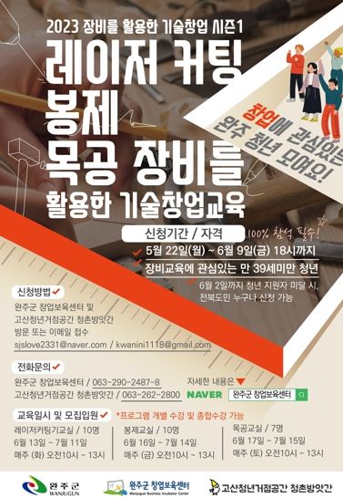 완주군 창업보육센터, 장비활용 기술창업 교육