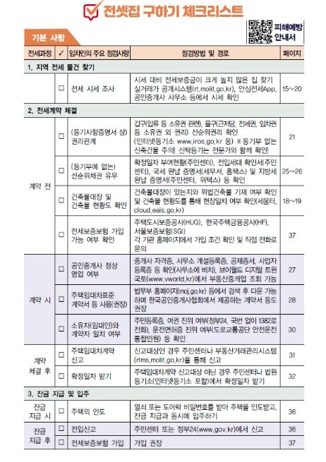국토교통부 전세사기 피해예방 (안심 전세계약) 체크리스트