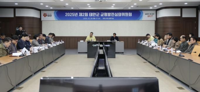 29일 군청 중회의실에서 개최된 균형발전심의위원회 회의 모습.