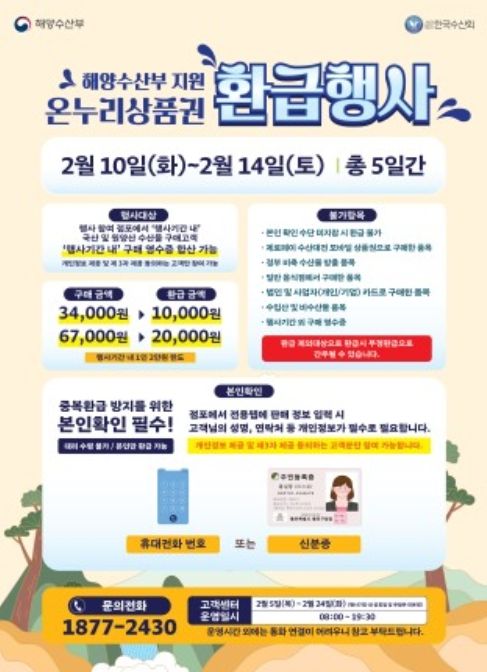 ‘온누리상품권 환급행사’ 안내문