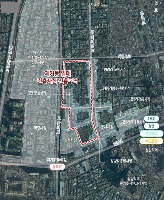 제기동 일대 건축자산 진흥구역 위치도
