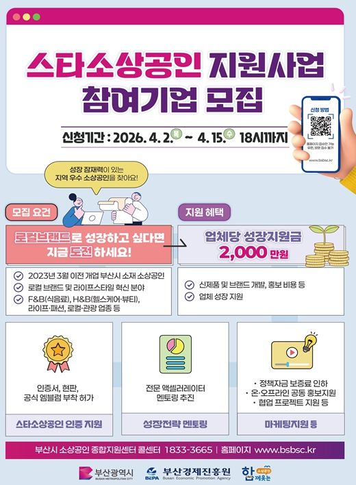 부산시, 스타소상공인 지원사업 추진
